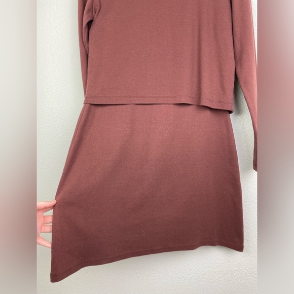 VTG Moda Int'l Women's Medium Chocolate Brown Dress Top Matching Set Knit Minima - Picture 11 of 15